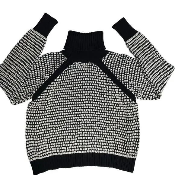 Cleobella womens Madison Knit Sweater Black/Ivory size Small Cotton Turtleneck - Picture 12 of 16